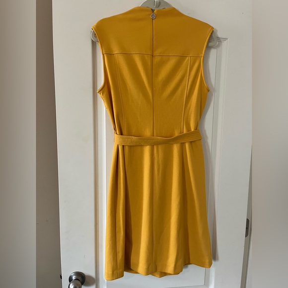 Tommy Hilfiger Rich Yellow Belted Mid Length Dress Women’s size 10 - Picture 5 of 16
